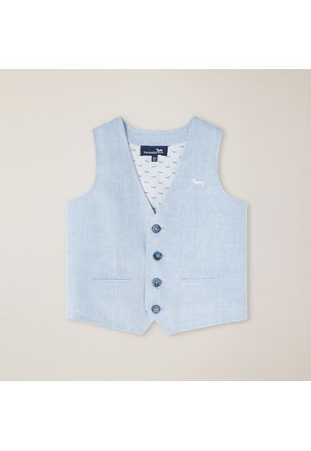 Gilet Lino Melange Con Ricamo Bassotto, Uomo, CIELO PALLIDO, Taglia: 8Y