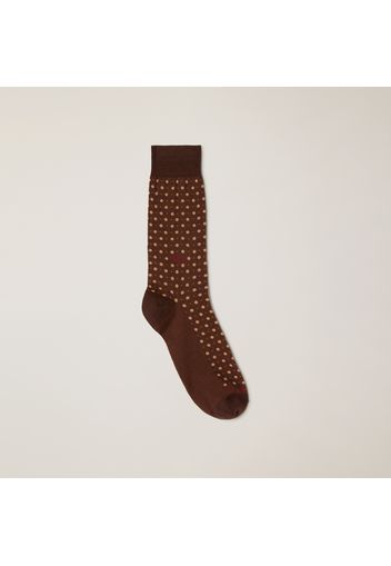 Short Socks With Micro Pattern All Over And Dachshunds - Uomo Calzini Marrone Scuro Iii