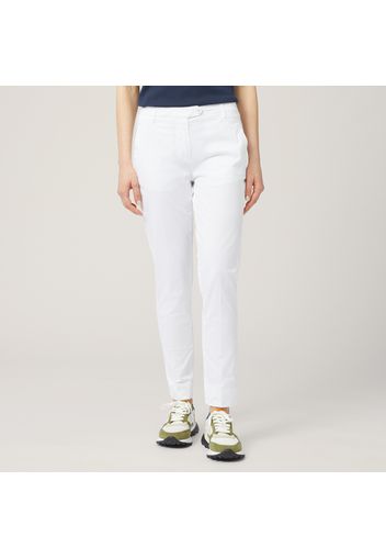 Pantaloni Chino In Raso, Bianco, Taglia: 46