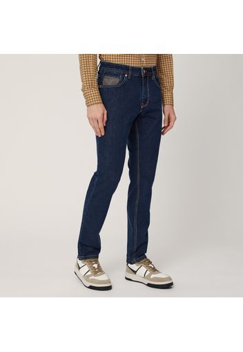 Pantaloni In Denim Con Inserti, Blu, Taglia: 40