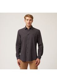 Check Cotton Shirt - Uomo Camicie Blu Navy 3xl