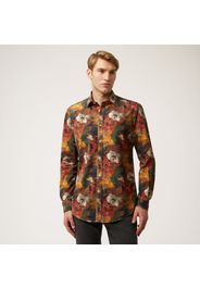 Cotton Shirt With Floral Pattern - Uomo Camicie Marrone S