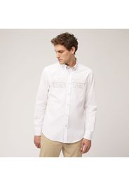 Camicia In Cotone Con Logo Effetto 3D, Bianco, Taglia: XL