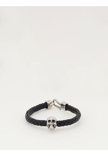 Bracciale Skull Alexander McQueen in pelle intrecciata