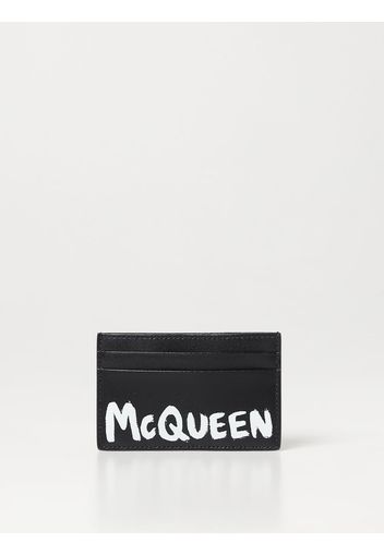 Portacarte di credito Graffiti Alexander McQueen in pelle