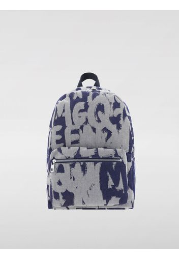 Zaino Graffiti Alexander McQueen in denim jacquard