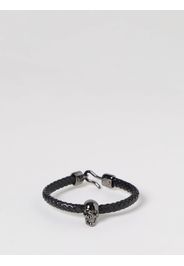 Bracciale Skull Alexander McQueen in pelle intrecciata ed ottone