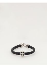 Bracciale Skull Alexander McQueen in pelle intrecciata