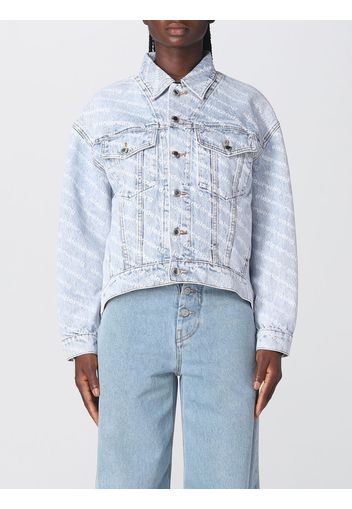 Giacca Alexander Wang in denim con logo a contrasto