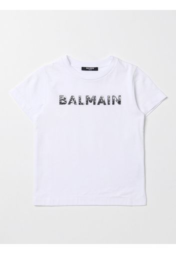 T-shirt Balmain Kids in cotone con logo con strass