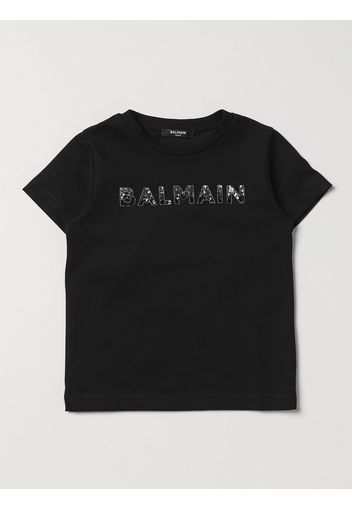 T-shirt Balmain Kids in cotone con logo con strass