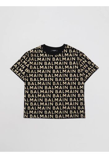 T-shirt Balmain Kids in cotone con logo all over