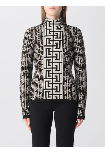 Pullover Balmain in misto lana con motivo monogram