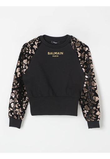 Felpa a girocollo animalier- paillettes Balmain