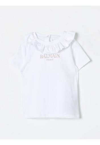 T-shirt di cotone con rouches Balmain