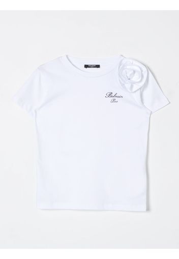 T-shirt di cotone con fiore Balmain