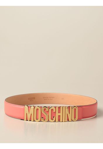 Cintura Moschino Boutique in pelle con fibbia lettering