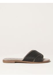 Sliders Brunello Cucinelli in pelle scamosciata con monile