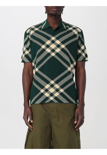 Polo Burberry in cotone a coste con motivo check