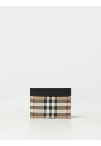 Portacarte di credito Burberry in pelle e cotone spalmato