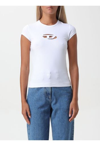 T-shirt Diesel in jersey di cotone con logo intagliato