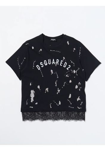 T-shirt Dsquared2 Junior in cotone con pizzo