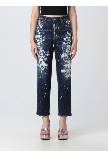 Jeans Dsquared2 in denim effetto used con strass