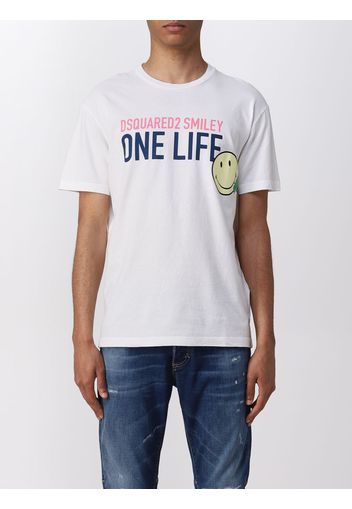 T-shirt One Life One Planet Smiley Dsquared2 con stampa