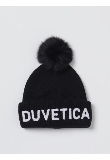 Cappello Duvetica in lana a coste con pompon e logo applicato