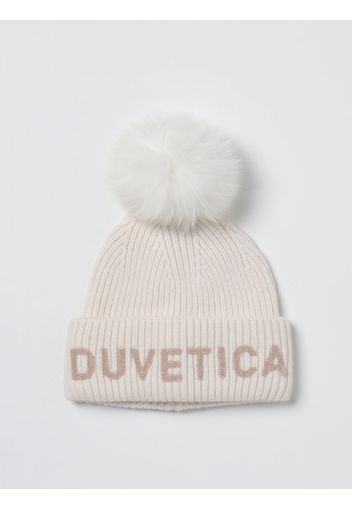 Cappello Duvetica in lana a coste con pompon e logo applicato