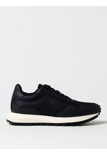 Sneakers Emporio Armani in pelle sintetica saffiano e mesh