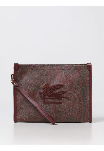 Clutch Etro in cotone spalmato e pelle con logo