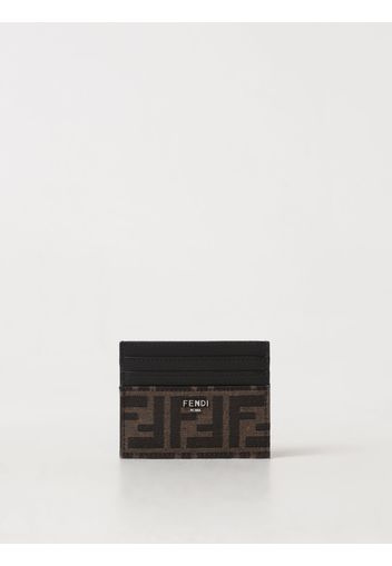 Portacarte di credito Fendi in nappa e tessuto jacquard