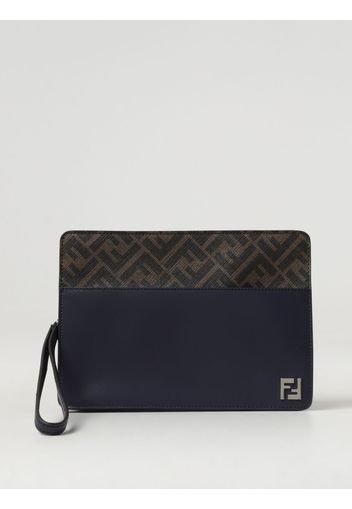 Clutch Standing FF Fendi in tessuto spalmato e pelle