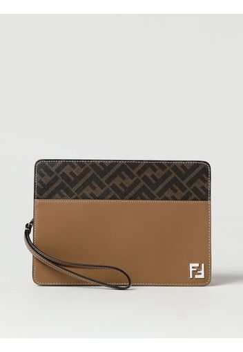 Clutch Standing FF Fendi in tessuto spalmato e pelle