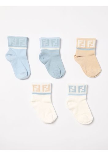 Set 5 paia di calze Fendi Kids in cotone stretch con monogram FF jacquard