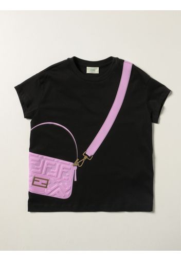 T-shirt Fendi in cotone con stampa Baguette Fendi