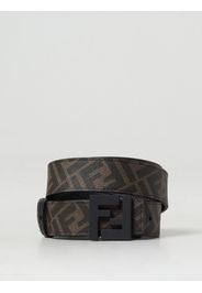 Cintura Fendi reversibile in pelle e tessuto jacquard