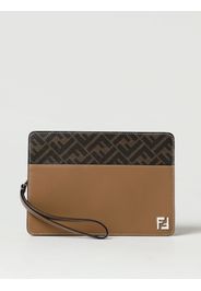 Clutch Standing FF Fendi in tessuto spalmato e pelle