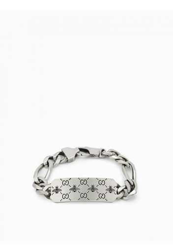 Bracciale Signature Gucci in argento con incisione ape e monogramm GG