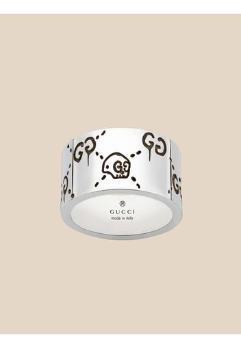 Anello Gucci Ghost 12 mm in argento con finitura aureco