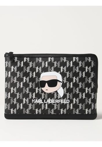Clutch Ikonic 2.0 Karl Lagerfeld in pelle sintetica a grana con monogram all over e logo stampato