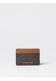 Portacarte di credito Michael Kors in cotone spalmato con monogram all over