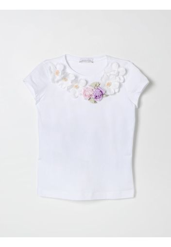 T-shirt Monnalisa in cotone con fiori applicati