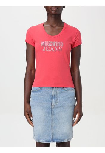 T-shirt Moschino Jeans in cotone con logo strass