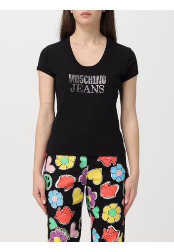 T-shirt Moschino Jeans in cotone con logo strass