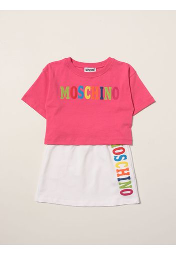 Set T-shirt + Gonna Moschino Kid con logo multicolor