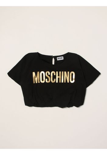 T-shirt cropped Moschino Kid con logo