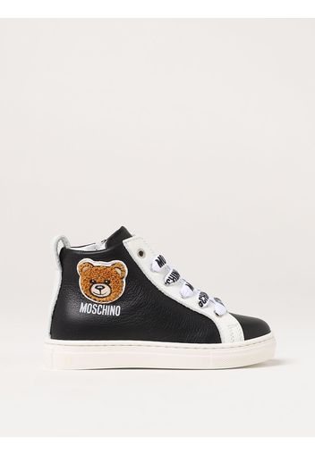 Sneakers Moschino Baby in pelle liscia con logo applicato