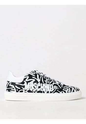Sneakers Moschino Couture in pelle a grana con logo all over